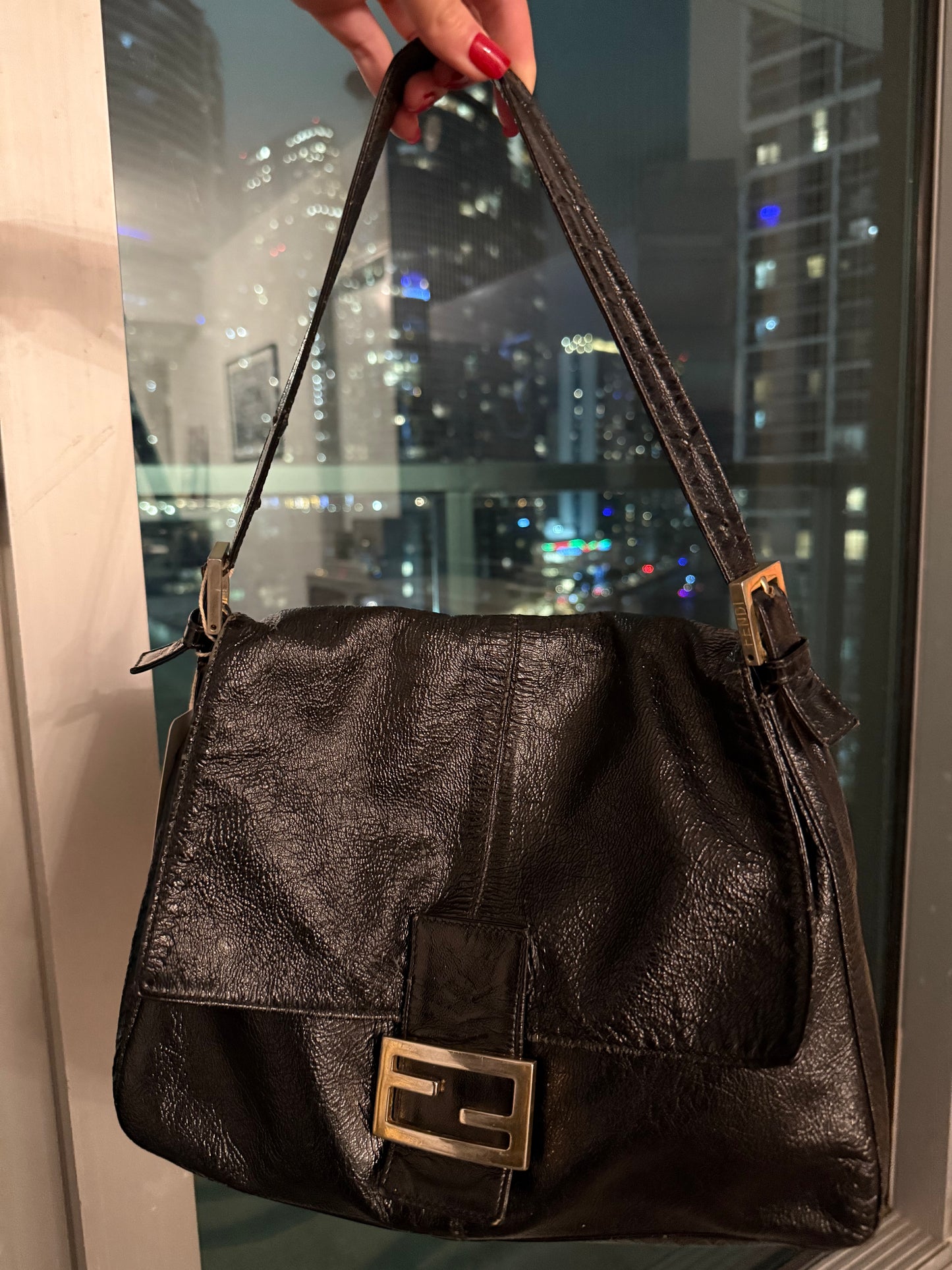 Black Fendi Mama Baguette