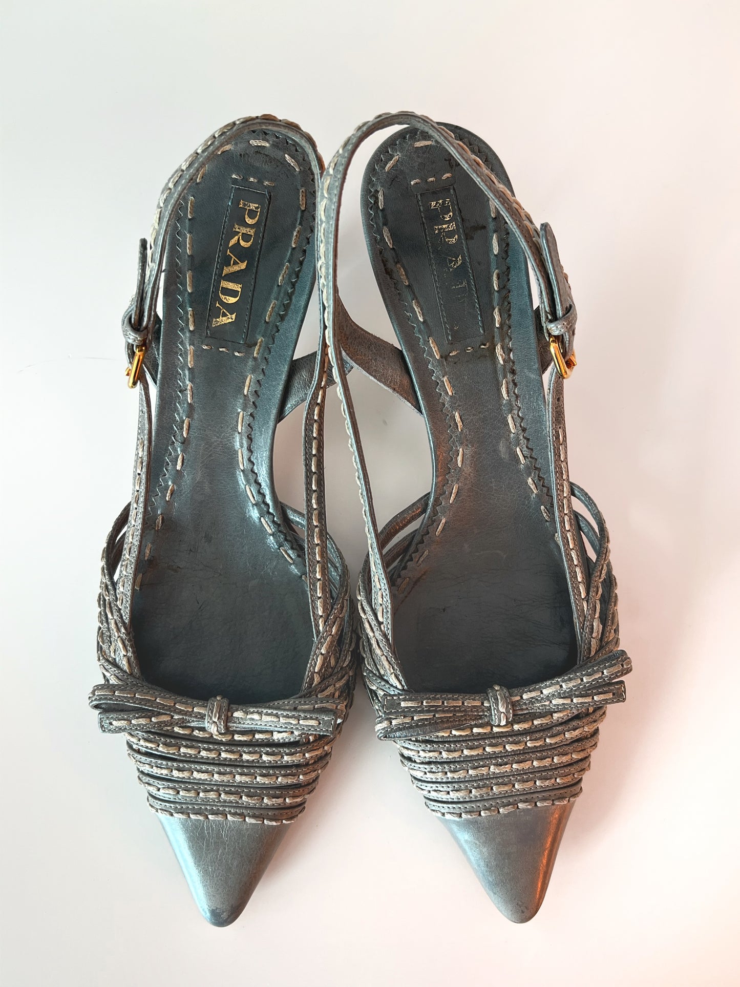 Grey-Blue Prada Slingback Heels (39 EU)