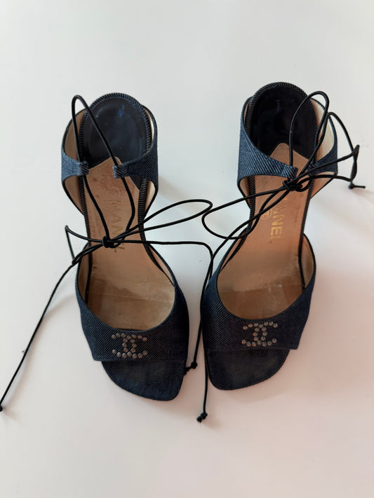 Denim Chanel Heels (Size 35H)