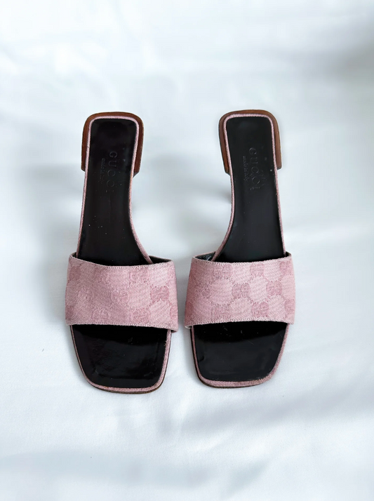 Pink Gucci Monogram Mules (SOLD)