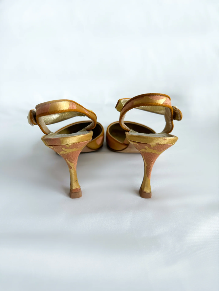 Vintage Orange and Gold Manolo Blahnik Kitten Heels (SOLD)