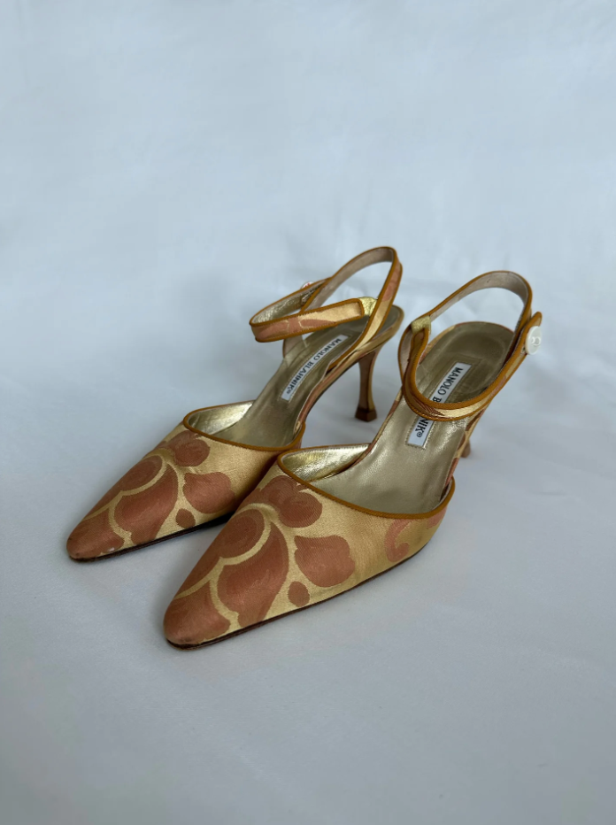 Vintage Orange and Gold Manolo Blahnik Kitten Heels (SOLD)