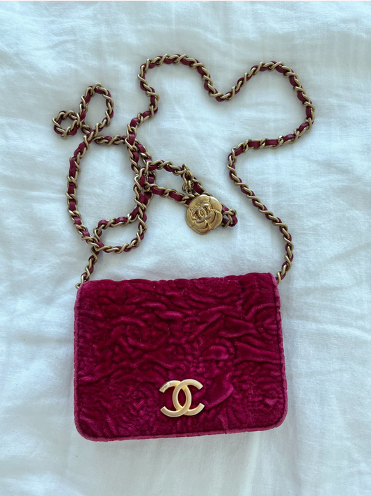 Chanel Camellia Velour Mini Bag