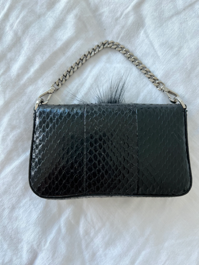 Black Fendi Micro Python Monster Baguette