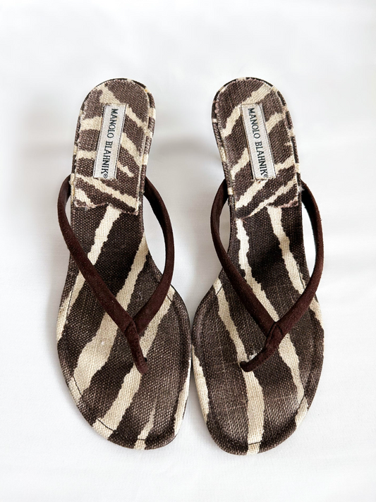 Zebra Manolo Blahnik Sandal Thong Heels (SOLD)