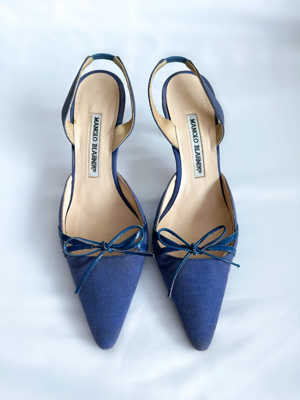 Blue Canvas Manolo Blahnik Kitten Heels (SOLD)