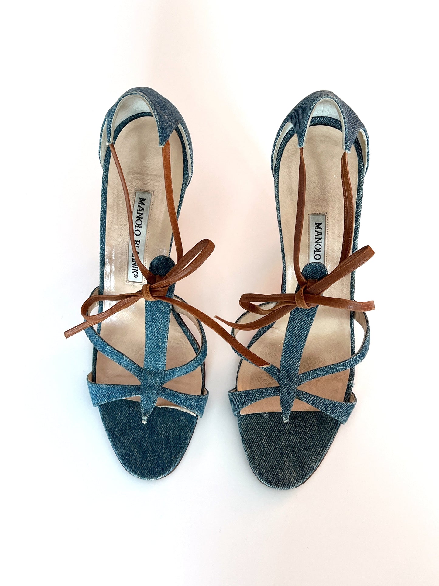 Denim and Tan Manolo Heels (SOLD)