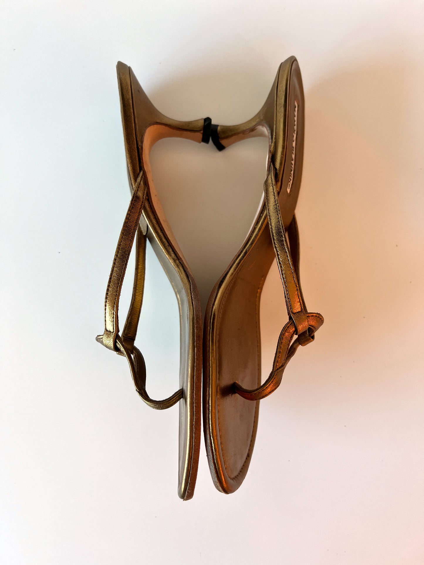 Gold Manolo Blahnik Kitten Heel Sandals (38) (SOLD)