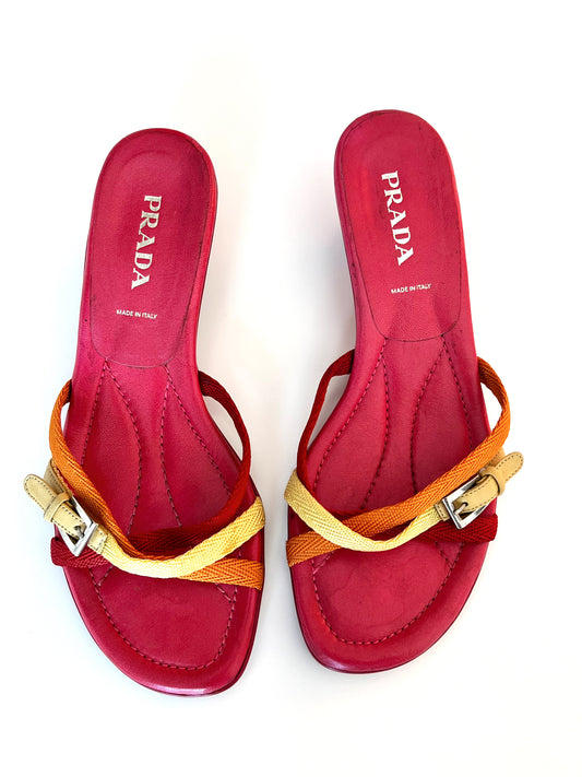 Red Prada Kitten Heel Mules (SOLD)