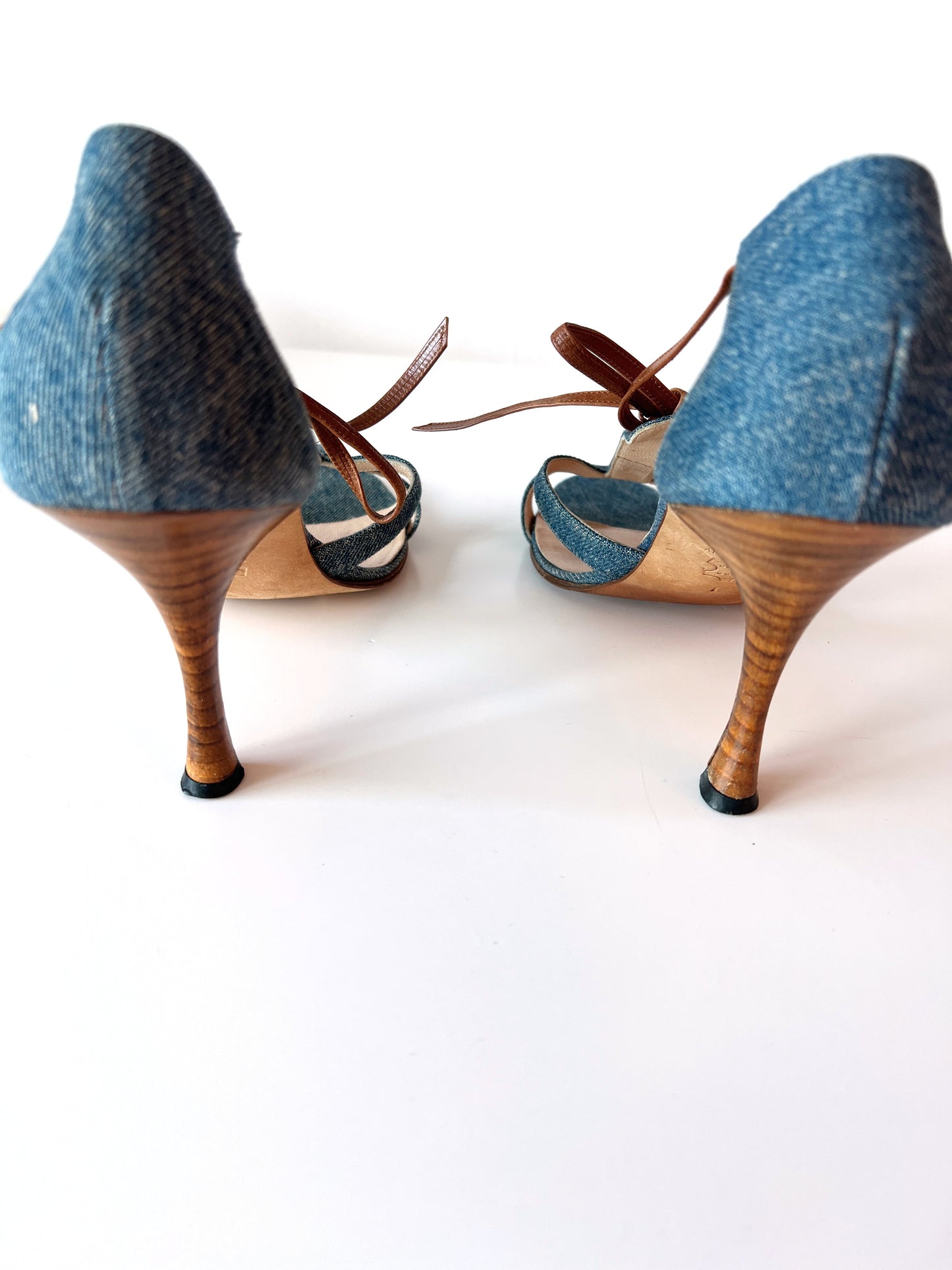 Denim and Tan Manolo Heels (SOLD)