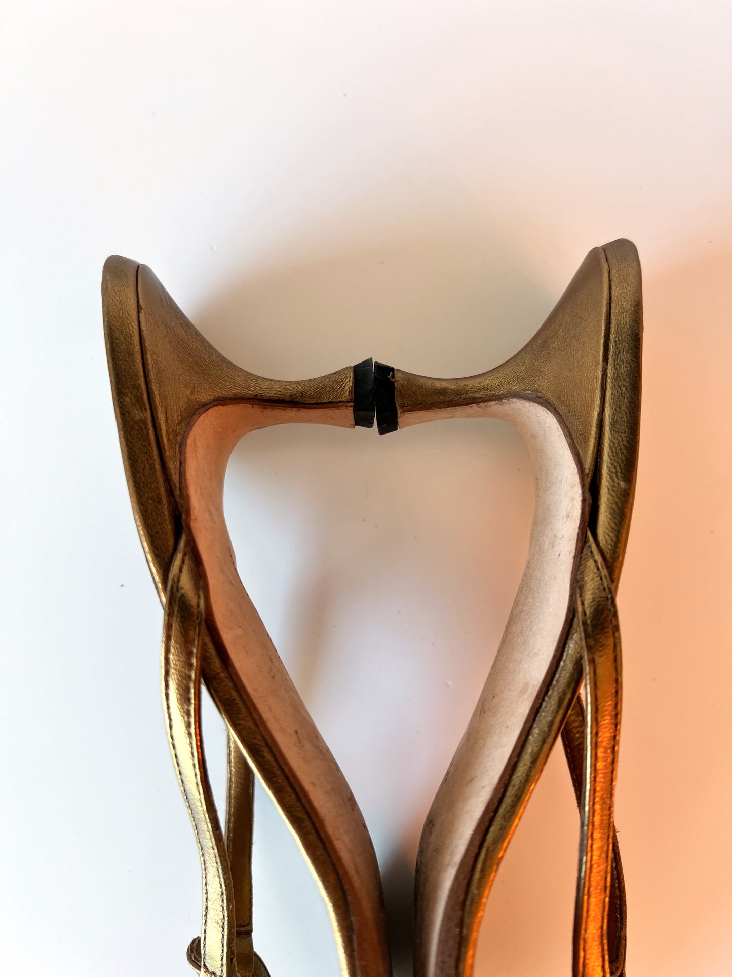 Gold Manolo Blahnik Kitten Heel Sandals (38) (SOLD)