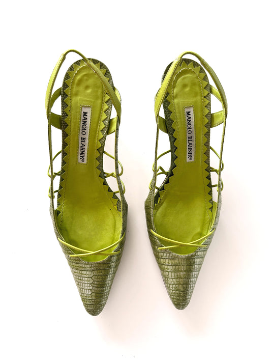 Lime Green Manolo Blahnik Kitten Heels (39) (SOLD)