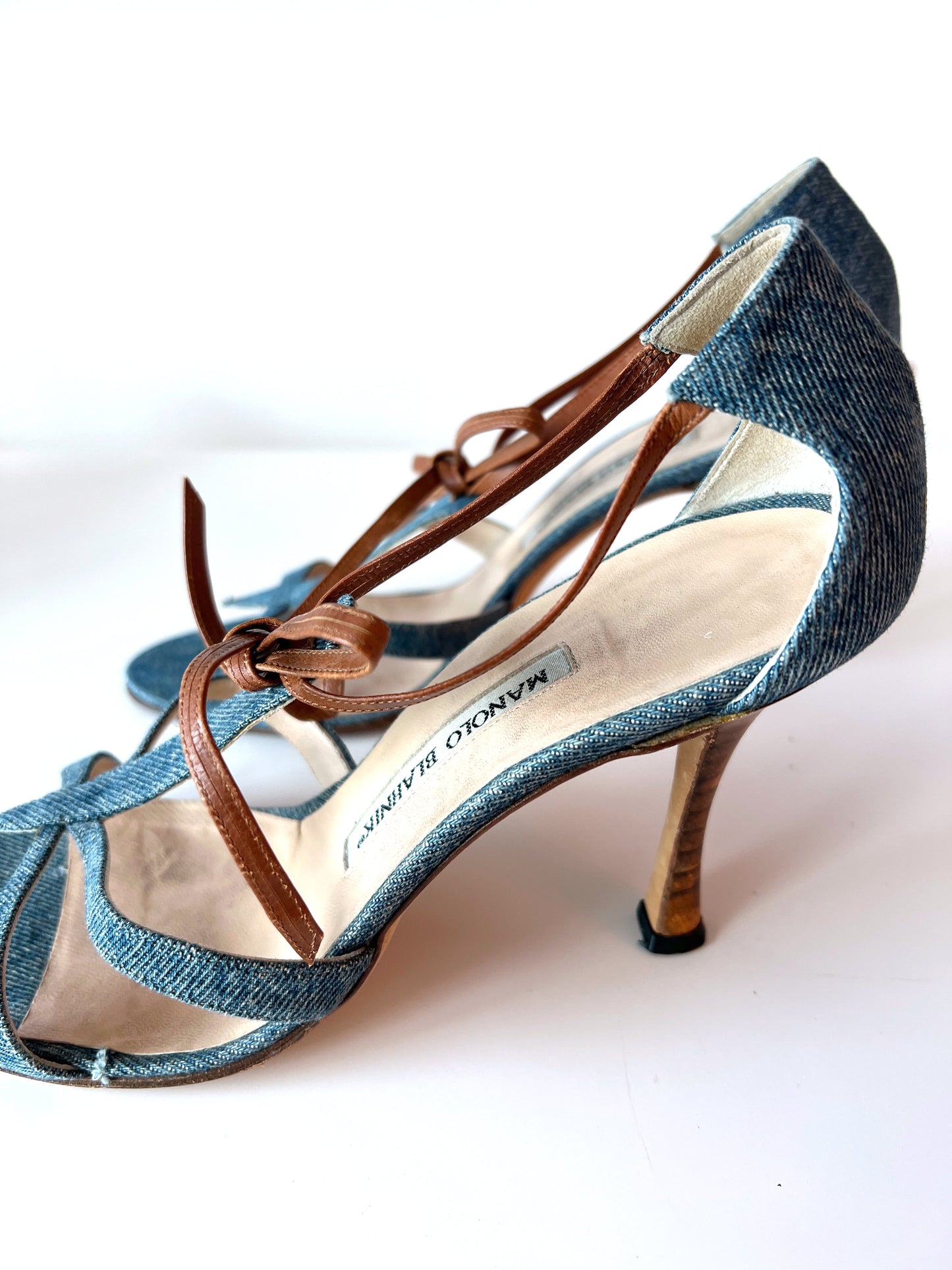 Denim and Tan Manolo Heels (SOLD)