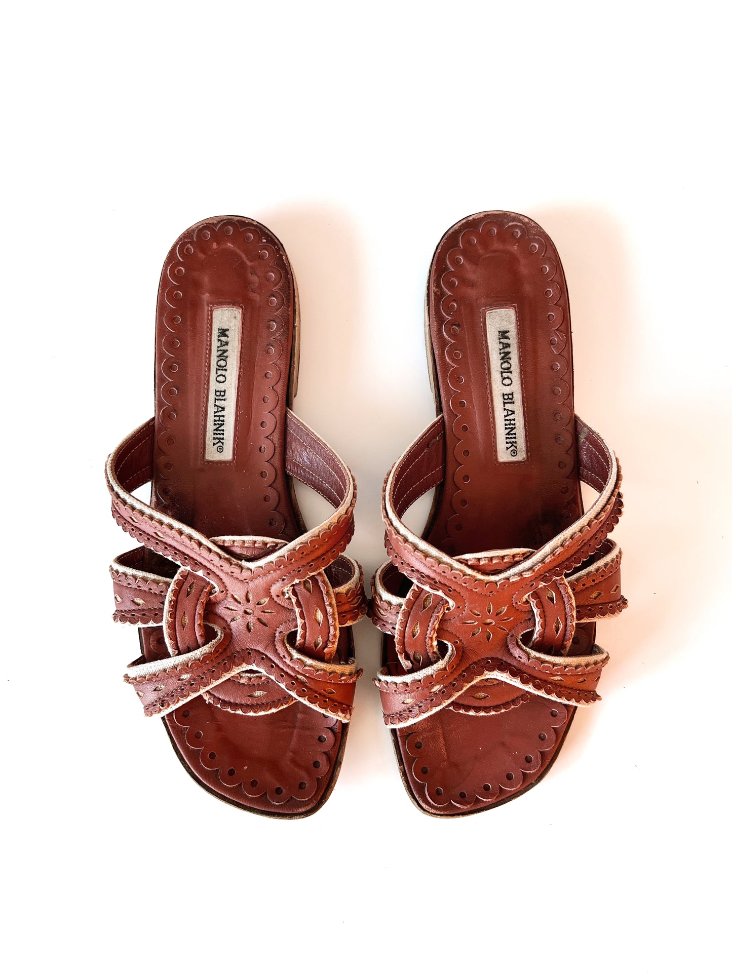 Manolo Blahnik Tribal Slides (38.5)
