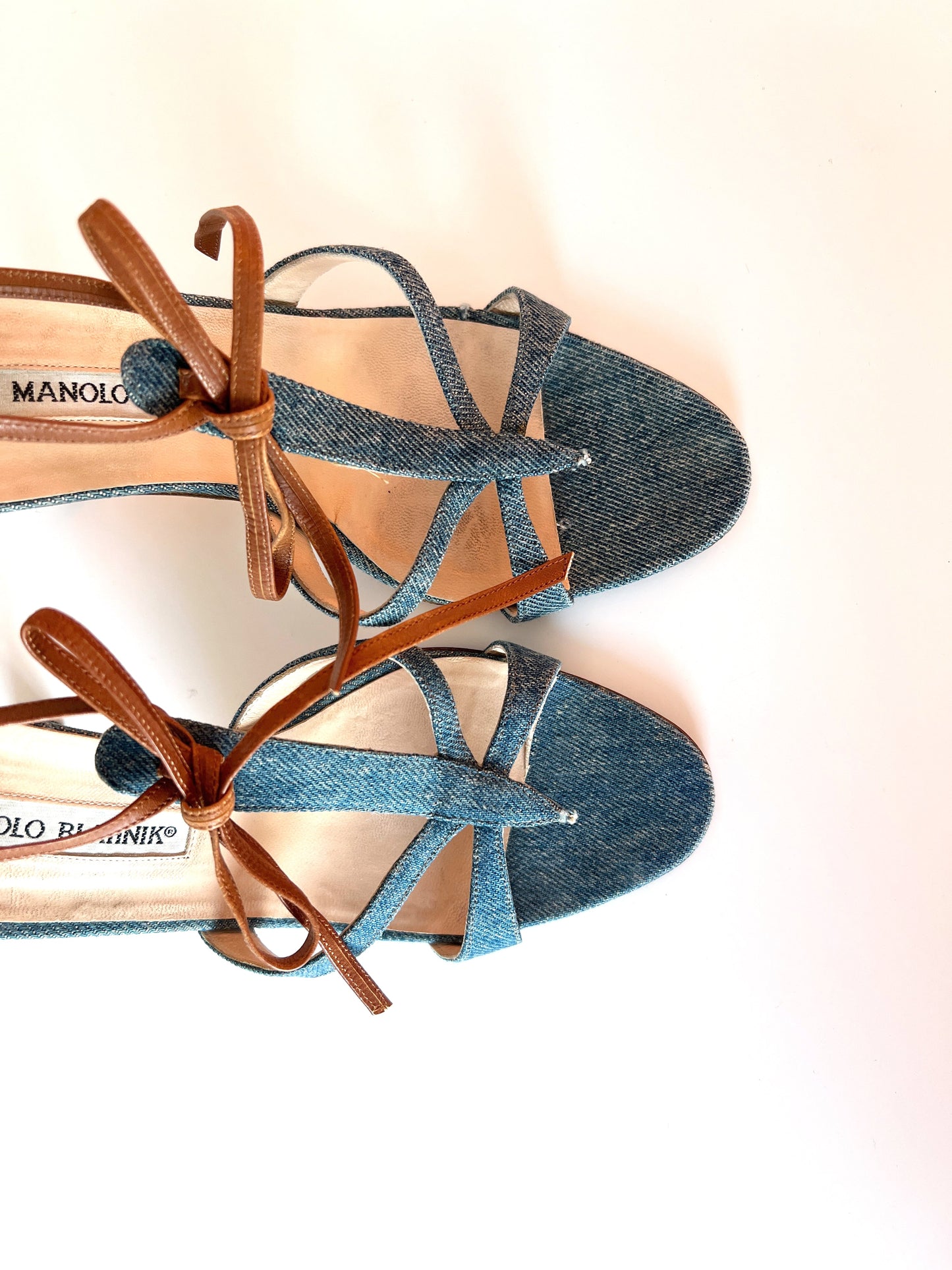 Denim and Tan Manolo Heels (SOLD)