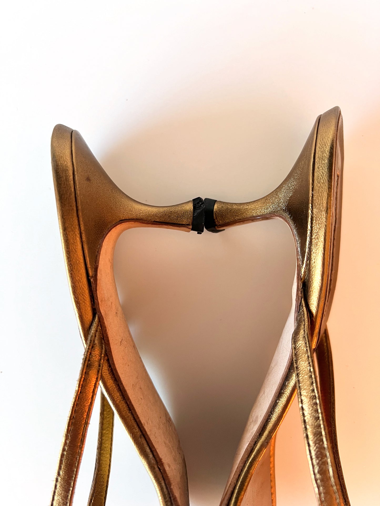 Gold Manolo Blahnik Kitten Heel Sandals (38) (SOLD)